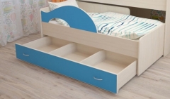 Ящик для кровати 160 Техномебель РАДУГА Дуб млечный / Голубой