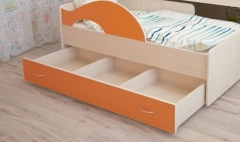 Ящик для кровати 160 Техномебель РАДУГА Дуб млечный / Оранжевый