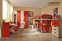 Мебель для детской Глазовская МФ Автобус композиция 1 Дуб Сонома/Красный
