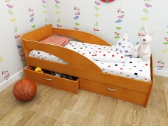 Кровать детская Техномебель Антошка с ящиками на латофлексе Вишня оксфорд