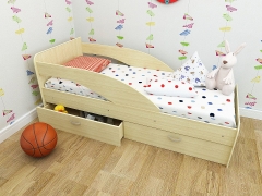 Кровать детская Техномебель Антошка с ящиками на латофлексе Дуб млечный