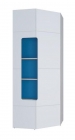 Шкаф угловой с полками Стиль Палермо Юниор 08 Белый глянец Ясень шимо светлый Синий