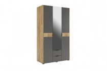 Шкаф трехдверный зеркало Мебельсон Адам MSA-05 дуб крафт золотой/графит