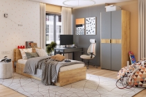 Комплект детской мебели Мебельсон Адам К1 дуб крафт золотой/графит/графит