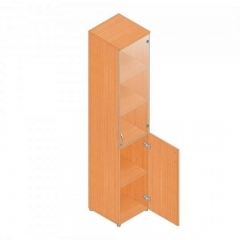 Шкаф для документов узкий с прозрачными стеклами Альтерна Р.П-2СБ бук Бавария