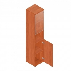 Шкаф для документов узкий с прозрачными стеклами Альтерна Р.П-4СБ вишня Оксфорд