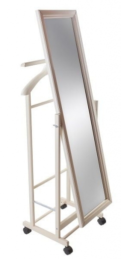 Вешалка костюмная с зеркалом на колесах Мебелик В 24Н Слоновая кость
