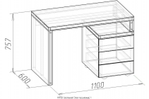 Стол Глазовская МФ письменный 1 HYPER Палисандр/Венге гостиная