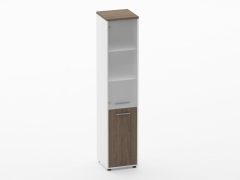 Шкаф 4 узкий верх стеклянная дверь, низ закрытый Персона Грата Deka 10.19.17Л Дуб Верцаска/Белый
