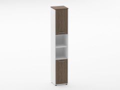 Шкаф 5 узкий закрытый с 2 -мя открытыми полками Персона Грата Deka 10.23.12Л Дуб Верцаска/Белый