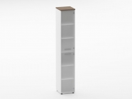 Шкаф 5 узкий закрытый, 2 стеклянные двери Персона Грата Deka 10.23.17Пр Дуб Верцаска/Белый