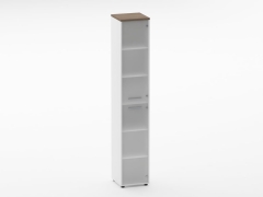 Шкаф 5 узкий закрытый, 2 стеклянные двери Персона Грата Deka 10.23.17Пр Дуб Верцаска/Белый