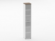 Шкаф 5 узкий закрытый, 2 стеклянные двери Персона Грата Deka 10.23.17Л Дуб Верцаска/Белый