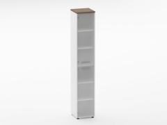 Шкаф 5 узкий закрытый, 2 стеклянные двери Персона Грата Deka 10.23.17Л Дуб Верцаска/Белый