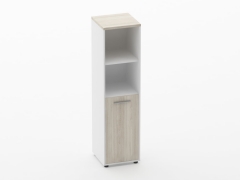 Шкаф 3 узкий 2 полки открытые, 2 полки закрытые Персона Грата Deka 10.16.11Пр Дуб Сантана светлый/Белый