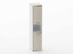 Шкаф 4 узкий закрытый, с нишей Персона Грата Deka 10.19.12Л Дуб Сантана светлый/Белый