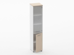 Шкаф 4 узкий верх стеклянная дверь, низ закрытый Персона Грата Deka 10.19.17Пр Туя/Белый