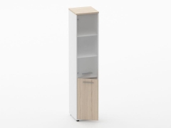 Шкаф 4 узкий верх стеклянная дверь, низ закрытый Персона Грата Deka 10.19.17Л Туя/Белый