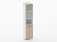 Шкаф 4 узкий верх стеклянная дверь, низ закрытый, с нишей Персона Грата Deka 10.19.18Л Туя/Белый