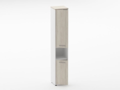 Шкаф 5 узкий закрытый, с нишей Персона Грата Deka 10.23.15Л Дуб Сантана светлый/Белый