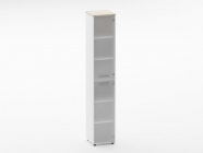 Шкаф 5 узкий закрытый, 2 стеклянные двери Персона Грата Deka 10.23.17Пр Дуб Сантана светлый/Белый