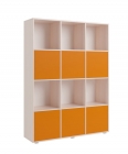 Стеллаж с фасадами Техномебель ДМ 12 Дуб млечный/Оранжевый