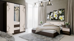 Спальный гарнитур SMART мебель Мишель 2 Венге Цаво/Дуб Белфорт с рисунком