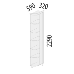 Стеллаж угловой лев/прав Витра Катрин 92.17 Дуб венге Белый песок Браун вуд