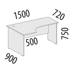 Стол эргономичный левый Витра Альфа 64.22 Дуб Кронберг