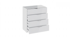 Комод Трия Глосс ТД 319.04.01 Белый глянец/Стекло