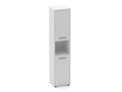 Шкаф 4 узкий 2 полки открытые и 1 стеклянная дверь Персона Грата Deka 10.19.16Л Белый
