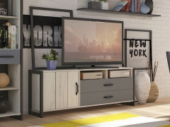 Гостиная Техно Любимый дом 1 Дуб Крафт белый/Серый шифер