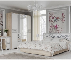 Зеркало навесное Стиль Мадлен 01 Дуб сонома светлый Ясень белый Золото