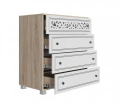 Комод Стиль Мадлен 07 Дуб сонома светлый Ясень белый Серебро