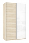 Шкаф-купе двухдверный Е1 Прайм 1600 ДСП/Белое стекло Дуб сонома