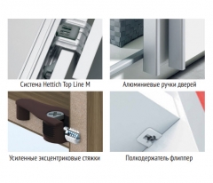 Шкаф-купе трехдверный Е1 Прайм 2100 ДСП/Белое стекло/ДСП Белый снег