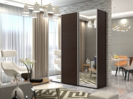 Шкаф-купе трехдверный Е1 Прайм 2100 Зеркало/ДСП/Зеркало Венге