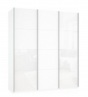 Шкаф-купе трехдверный Е1 Прайм 1800 Белое стекло/ДСП/Белое стекло Белый снег
