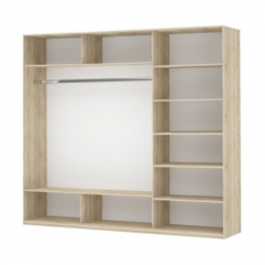 Шкаф-купе трехдверный Е1 Прайм 1800 Белое стекло/Зеркало/Белое стекло Белый снег