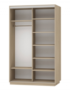 Шкаф-купе двухдверный Е1 Экспресс Дуо Комби 1400х2200h Ясень шимо светлый