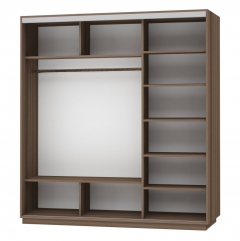 Шкаф-купе трехдверный Е1 Экспресс Трио Элемент 2100х2400h Ясень шимо тёмный