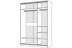 Шкаф-купе 2-х дверный Народная мебель Виктория 1400х584х2300, Белый 14ДЗДЗ-ПШ-Б 310-113