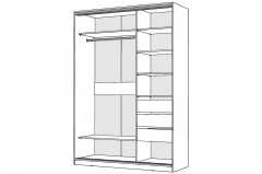 Шкаф-купе 2-х дверный Народная мебель Виктория 1400х584х2300, Белый 14ДЗДЗ-ПЯ-Б 310-163