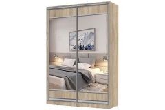 Шкаф-купе 2-х дверный Народная мебель Виктория 1600х584х2300, Дуб сонома светлый 16ДЛЗЛДЛЗЛ-ПЯ-Дсс 310-435