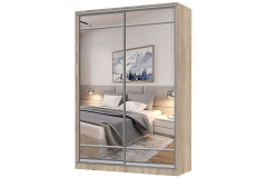 Шкаф-купе 2-х дверный Народная мебель Виктория 1600х584х2300, Дуб сонома светлый 16ДЗЗЗДЗЗЗ-ШЯ-Дсс 310-498