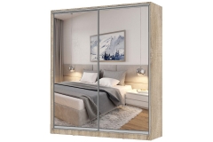 Шкаф-купе 2-х дверный Народная мебель Виктория 1800х584х2300, Дуб сонома светлый 18ДЗЗЗДЗЗЗ-ПППШ-Дсс 310-648