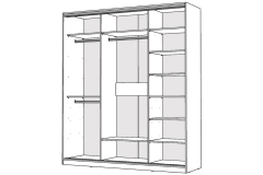 Шкаф-купе 2-х дверный Народная мебель Виктория 1800х584х2300, Белый 18ДЗДЗ-ШШПП-Б 310-713