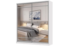 Шкаф-купе 2-х дверный Народная мебель Виктория 1800х584х2300, Белый 18ДЗЗЗДЗЗЗ-ЯШШШ-Б 310-844