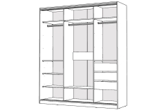 Шкаф-купе 2-х дверный Народная мебель Виктория 1800х584х2300, Белый 18ДЗДЗ-ПЯШШ-Б 310-1013