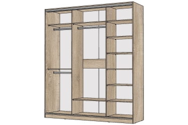 Шкаф-купе 3-х дверный Народная мебель Виктория 1800х584х2300, Дуб сонома светлый 18ДЗЗЗДЗЗЗДЗЗЗ-ШШПП-Дсс 310-2214